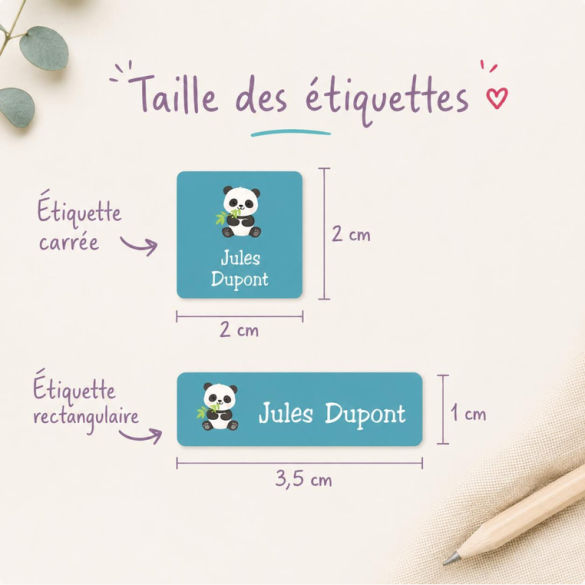 Étiquette vêtement personnalisée thermocollante – Kit d'étiquettes pour l'école, la crèche et les loisirs