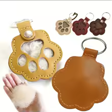 Porte-clés souvenir en forme de patte pour poils d'animaux – cuir personnalisé avec nom de l’animal