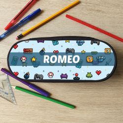 Trousse à crayons personnalisée Gaming Pixel | Trousse scolaire avec prénom pour gamer