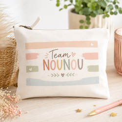 Pochette en coton zippée Team Nounou – Cadeau nounou original de fin d'année