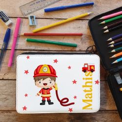 Trousse remplie crayons feutres personnalisée Pompier 