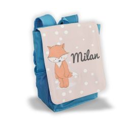 Sac à dos pour enfant personnalisé avec prénom modèle Renard sous la neige 