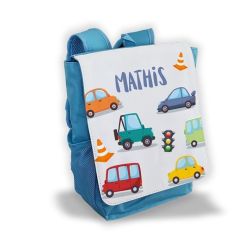 Sac à dos pour enfant personnalisé avec prénom modèle Voitures 